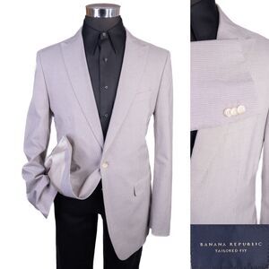 Banana Republic Cotton Blazer Sz 44R Tailored Fit Striped 2-Button Single Vented